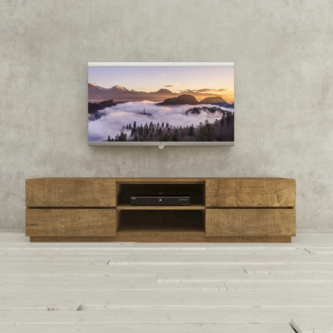 Urban Woodcraft | 75'' Reclaimed Wood Burma TV Stand 1 MAIN TV ON