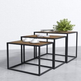 Bauhaus 3 Piece Square Nesting Tables - Cube Legs (3)