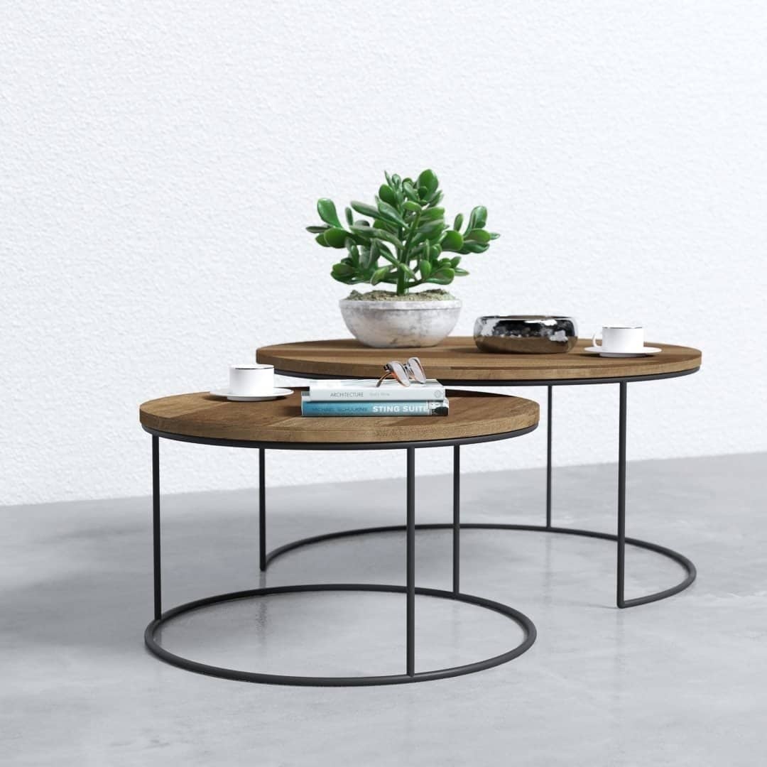 Bauhaus Round Nesting Tables - Ring Legs (3) Bauhaus Round Nesting Tables - Ring Legs (3)