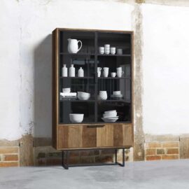 Parisian Factory 48 Glass Wood Door Cabinet- MultiColoured (1)