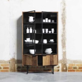 Parisian Factory 48 Glass Wood Door Cabinet- MultiColoured (3)