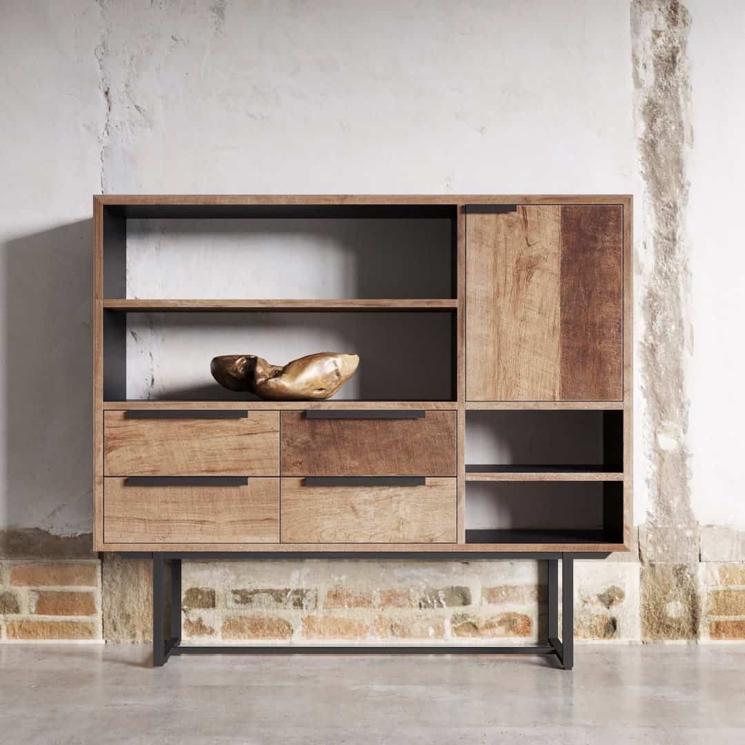 Parisian Factory 48″ x 54″ 4 Shelf and 4 Drawers